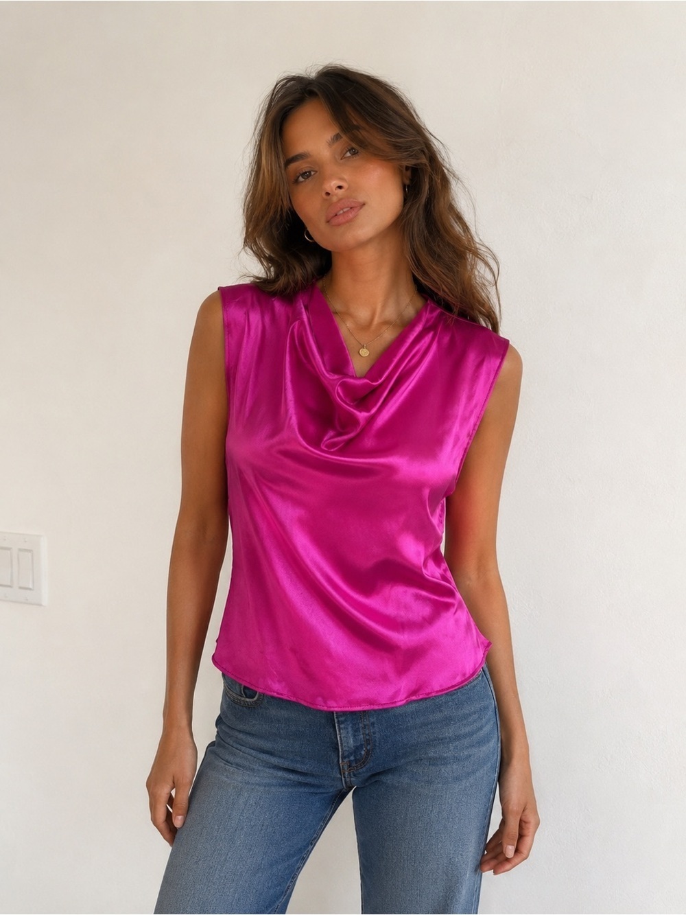 Amanda Uprichard Freya Silk Top in Dark Pink Sz S